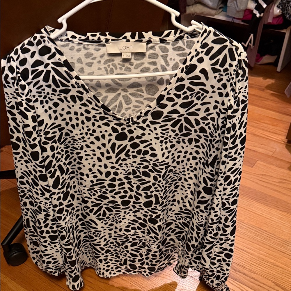 LOFT Monochrome Patterned Blouses Bundle (3 size large)